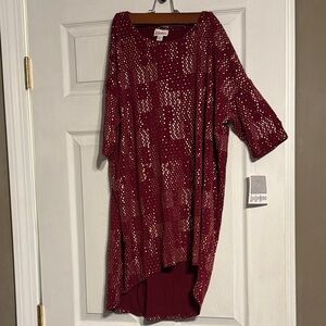 NWT LuLaRoe Irma Tunic size S Maroon and Metallic silver